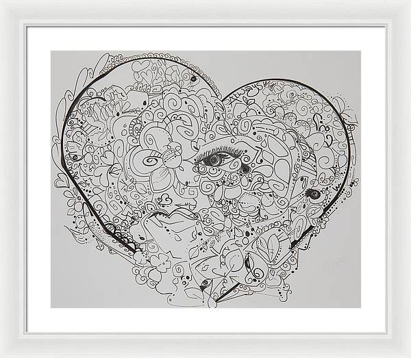 Asemic Hearts - Zentangle Collection - Framed Print