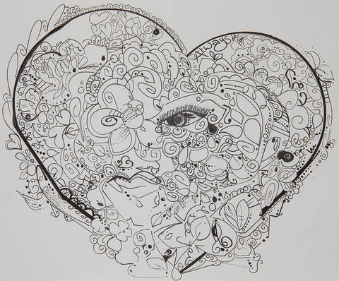 Asemic Hearts - Zentangle Collection - Art Print