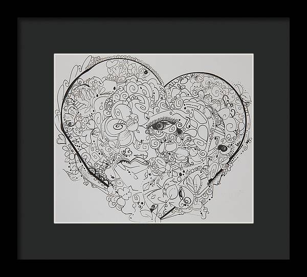 Asemic Hearts - Zentangle Collection - Framed Print