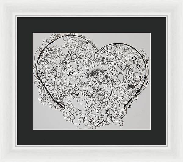 Asemic Hearts - Zentangle Collection - Framed Print