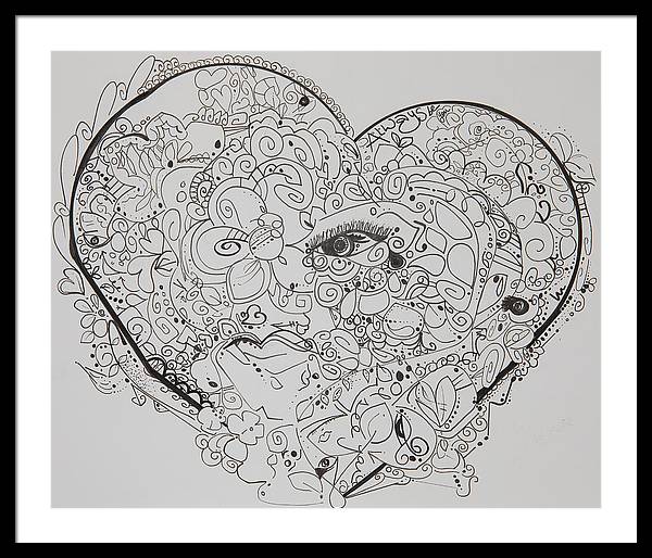 Asemic Hearts - Zentangle Collection - Framed Print