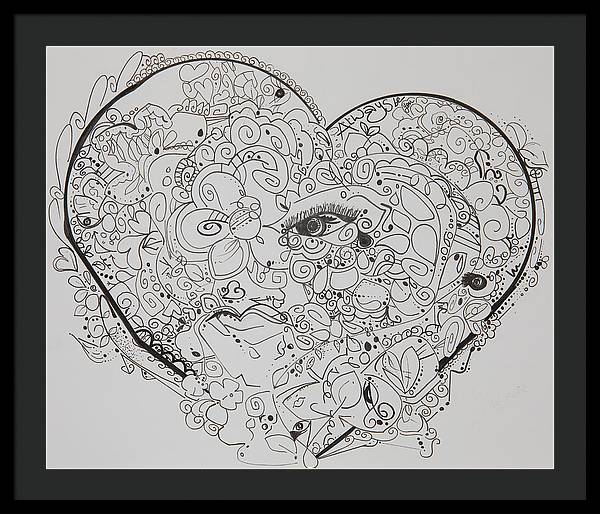 Asemic Hearts - Zentangle Collection - Framed Print