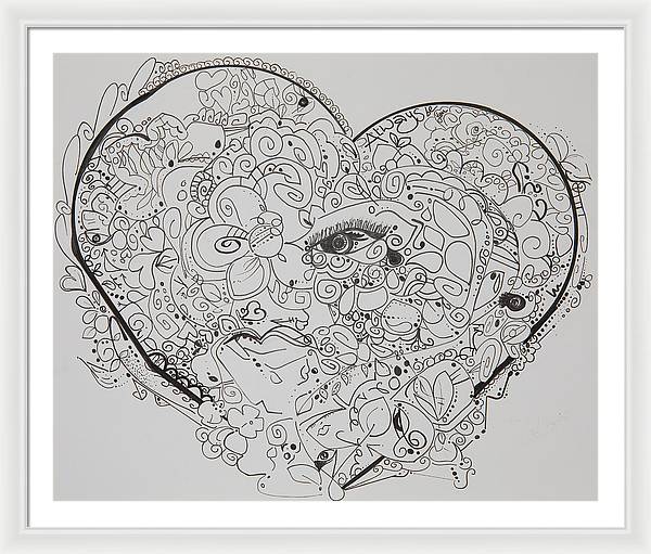 Asemic Hearts - Zentangle Collection - Framed Print