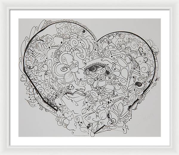 Asemic Hearts - Zentangle Collection - Framed Print