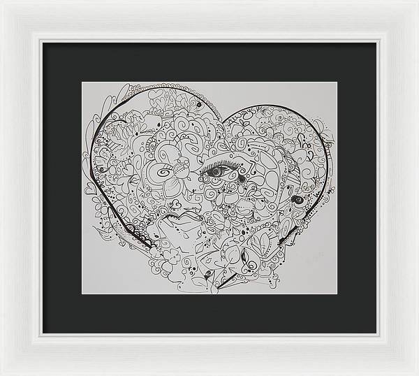 Asemic Hearts - Zentangle Collection - Framed Print