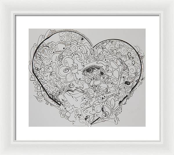 Asemic Hearts - Zentangle Collection - Framed Print