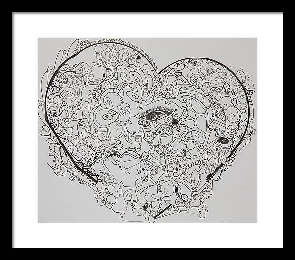 Asemic Hearts - Zentangle Collection - Framed Print