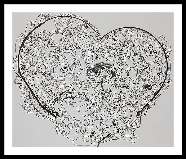 Asemic Hearts - Zentangle Collection - Framed Print