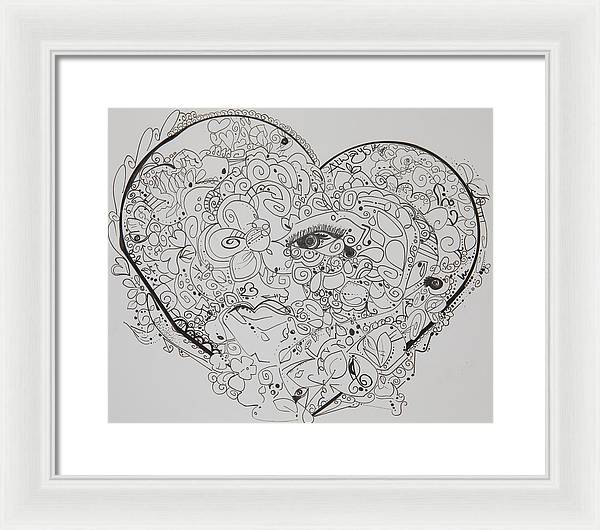 Asemic Hearts - Zentangle Collection - Framed Print