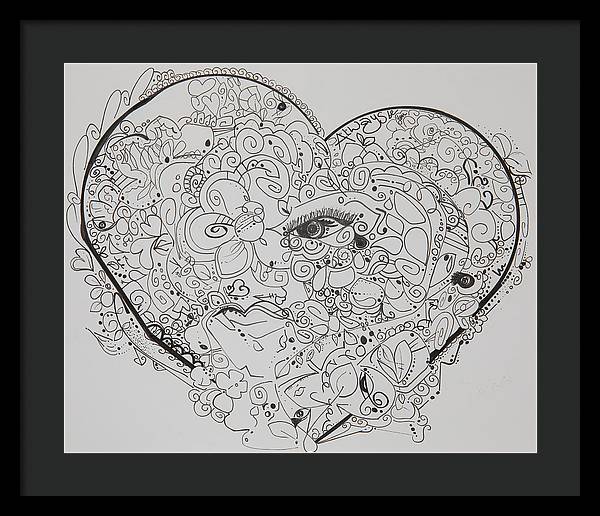 Asemic Hearts - Zentangle Collection - Framed Print