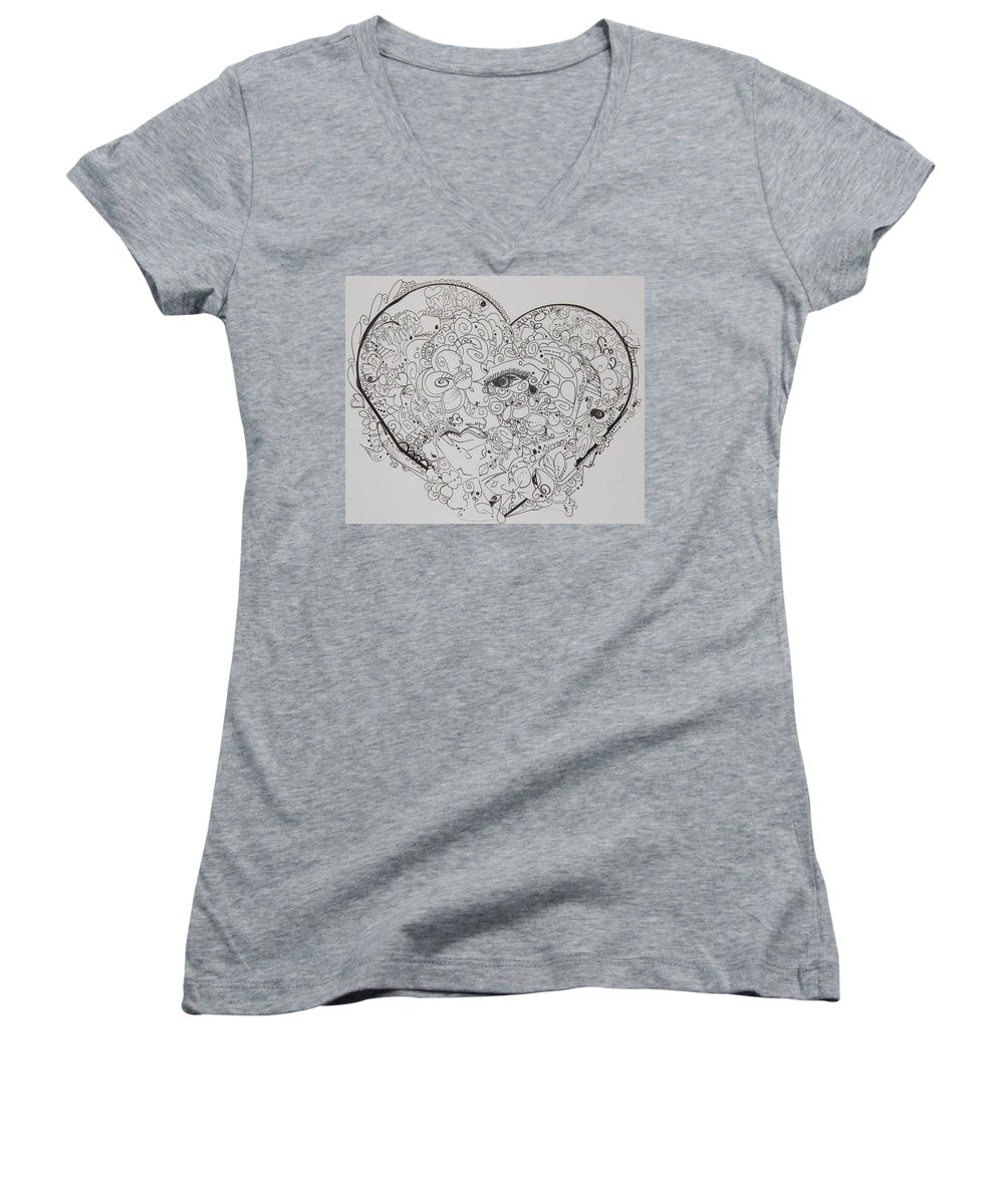 Asemic Hearts - Zentangle Collection - Women's V-Neck