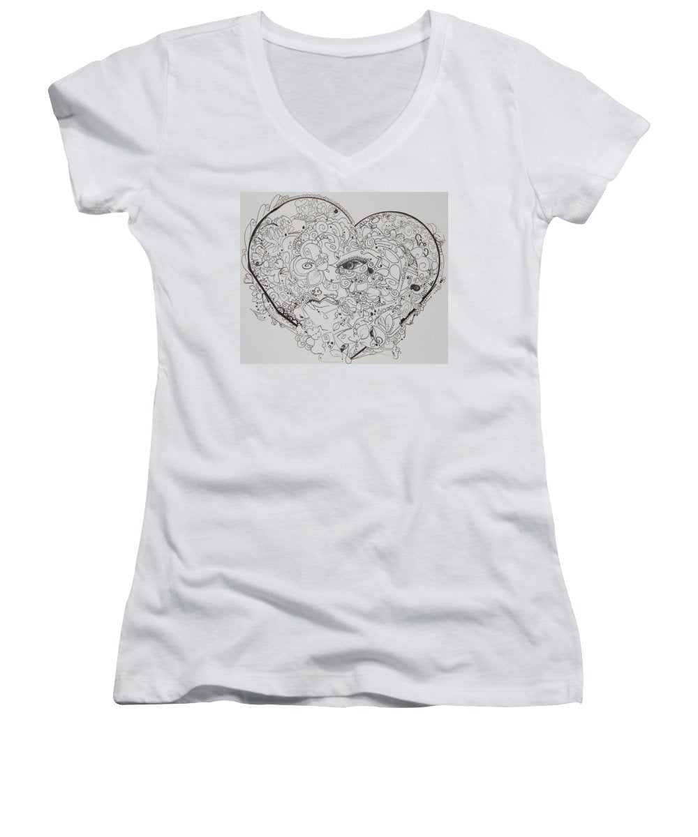 Asemic Hearts - Zentangle Collection - Women's V-Neck