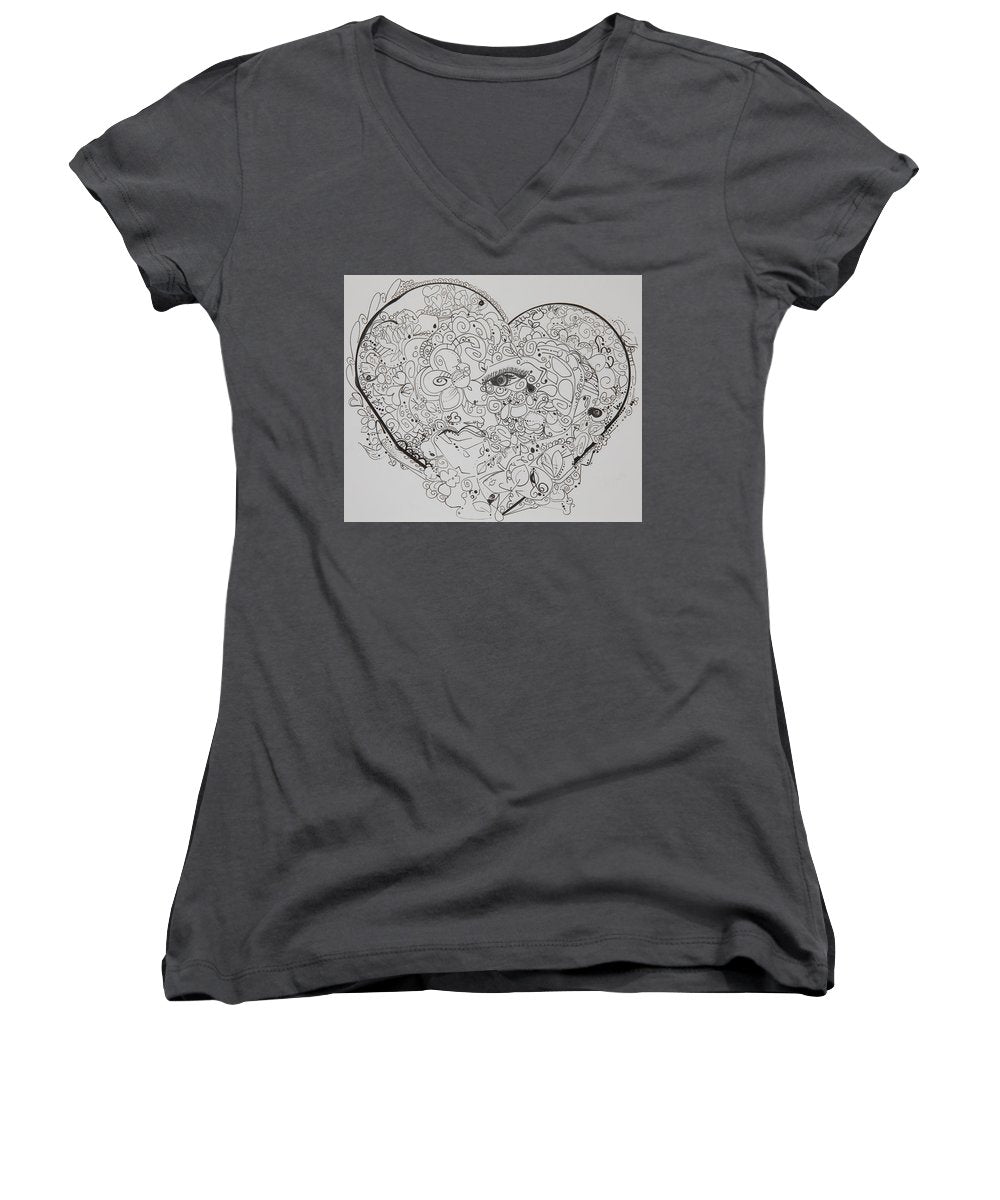 Asemic Hearts - Zentangle Collection - Women's V-Neck