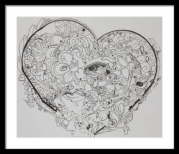 Asemic Hearts - Zentangle Collection - Framed Print