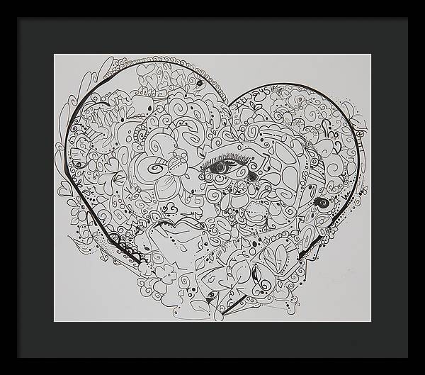 Asemic Hearts - Zentangle Collection - Framed Print