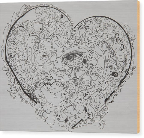 Asemic Hearts - Zentangle Collection - Wood Print