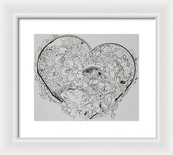 Asemic Hearts - Zentangle Collection - Framed Print