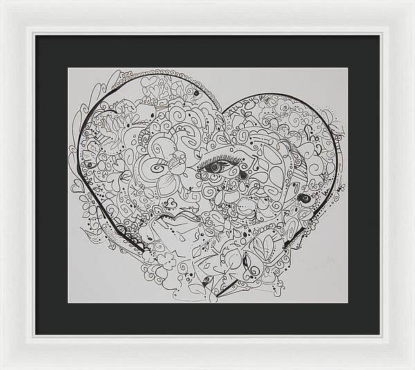 Asemic Hearts - Zentangle Collection - Framed Print