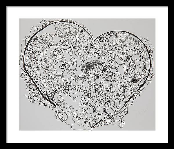 Asemic Hearts - Zentangle Collection - Framed Print