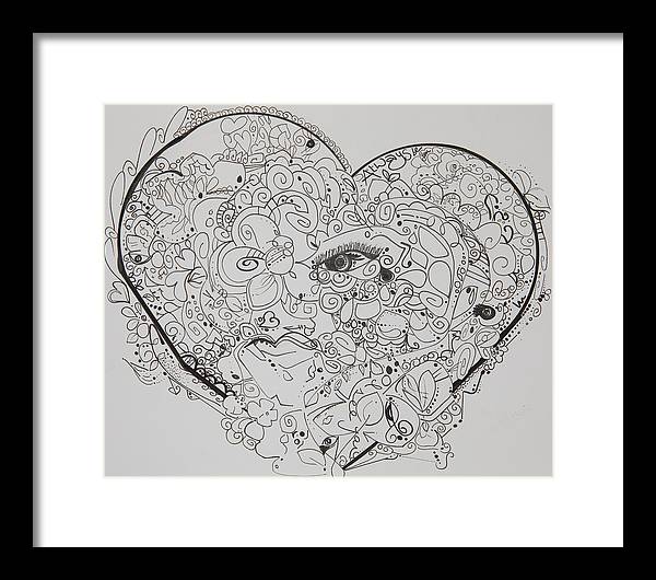 Asemic Hearts - Zentangle Collection - Framed Print