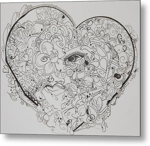 Asemic Hearts - Zentangle Collection - Metal Print