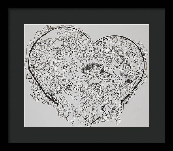 Asemic Hearts - Zentangle Collection - Framed Print