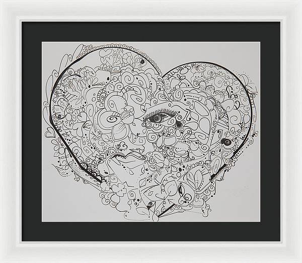 Asemic Hearts - Zentangle Collection - Framed Print