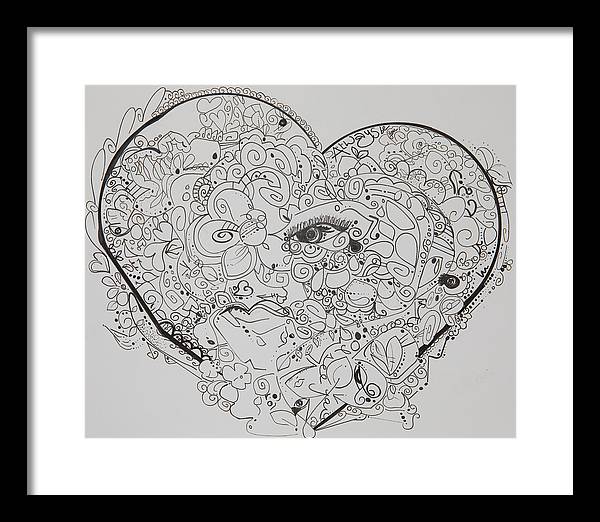 Asemic Hearts - Zentangle Collection - Framed Print