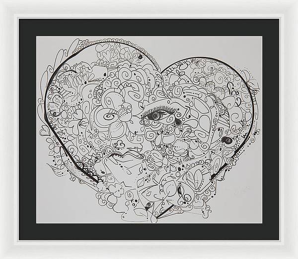 Asemic Hearts - Zentangle Collection - Framed Print