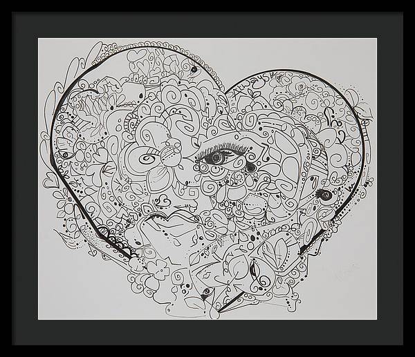 Asemic Hearts - Zentangle Collection - Framed Print