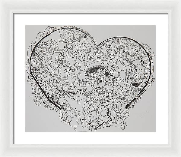 Asemic Hearts - Zentangle Collection - Framed Print