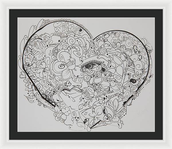 Asemic Hearts - Zentangle Collection - Framed Print