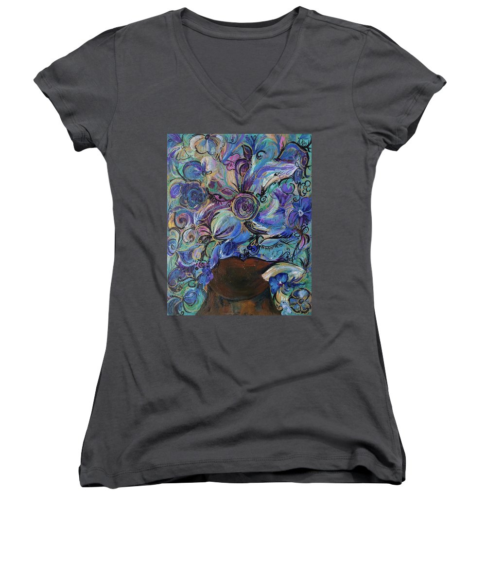 Blues - Flower Head Collection - Women's V-Neck