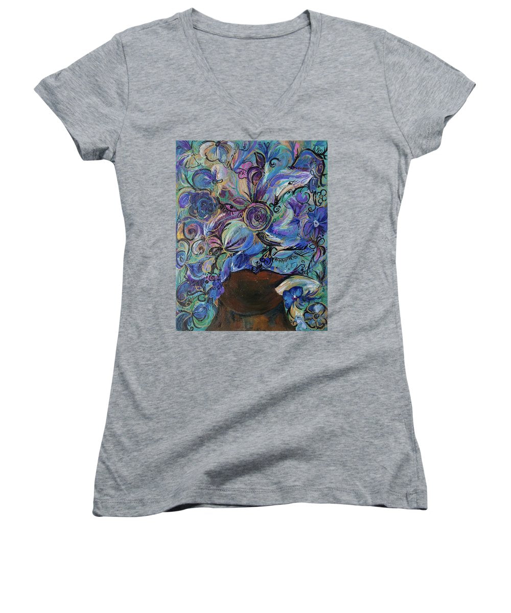 Blues - Flower Head Collection - Women's V-Neck