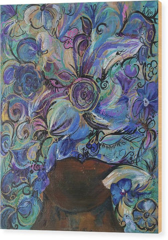 Blues - Flower Head Collection - Wood Print