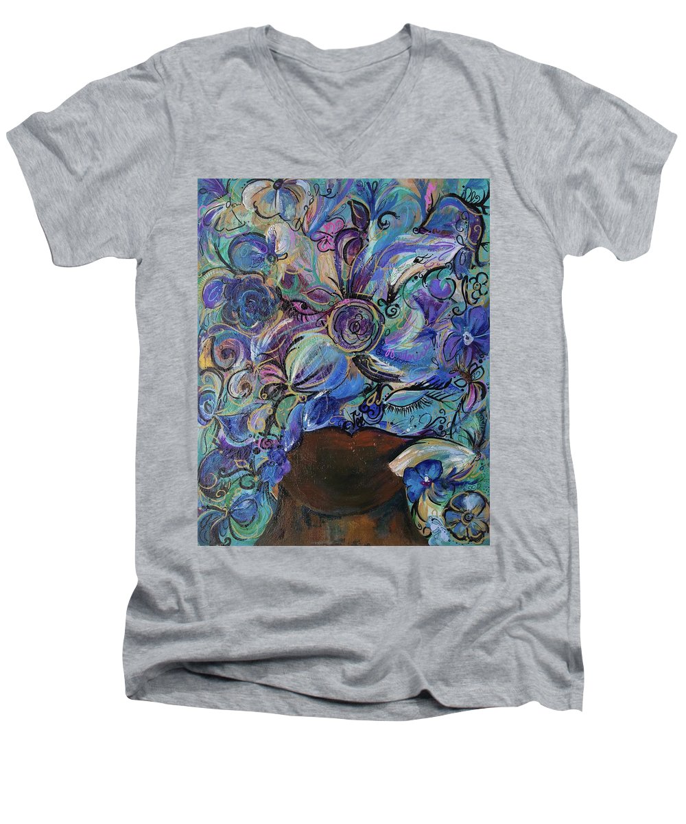 Blues - Flower Head Collection - Men's V-Neck T-Shirt