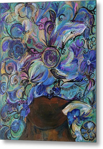 Blues - Flower Head Collection - Metal Print