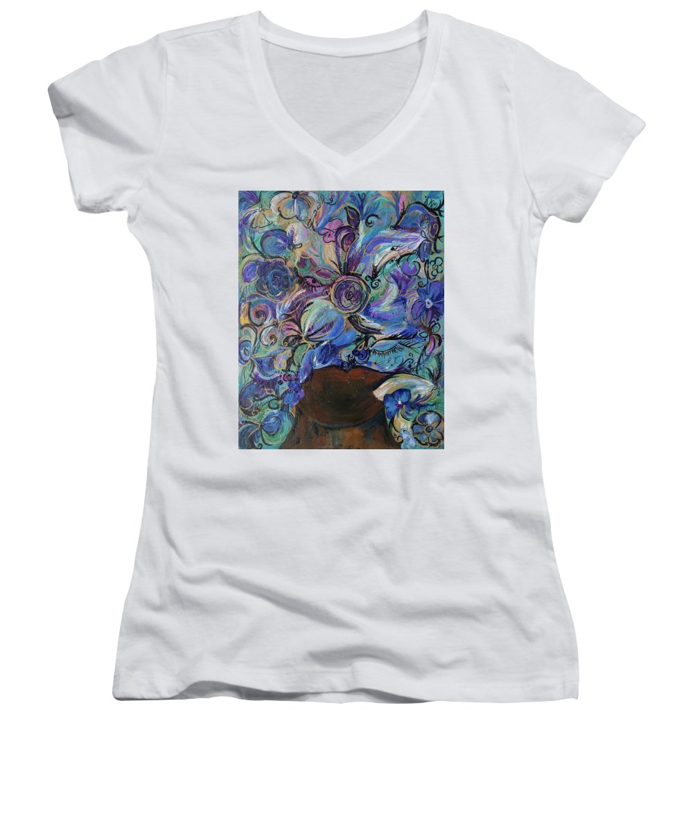 Blues - Flower Head Collection - Women's V-Neck