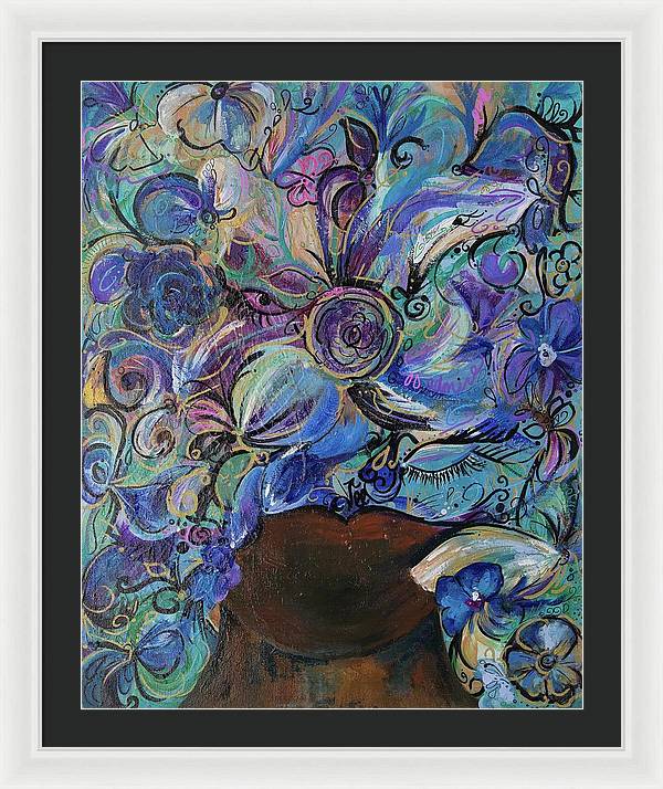 Blues - Flower Head Collection - Framed Print