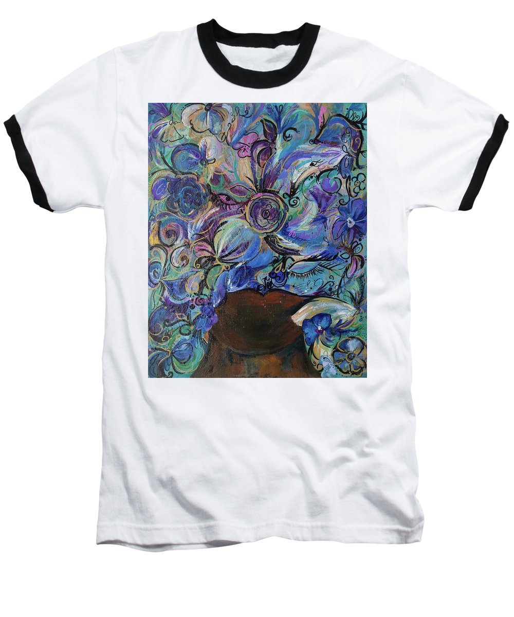 Blues - Flower Head Collection - Baseball T-Shirt