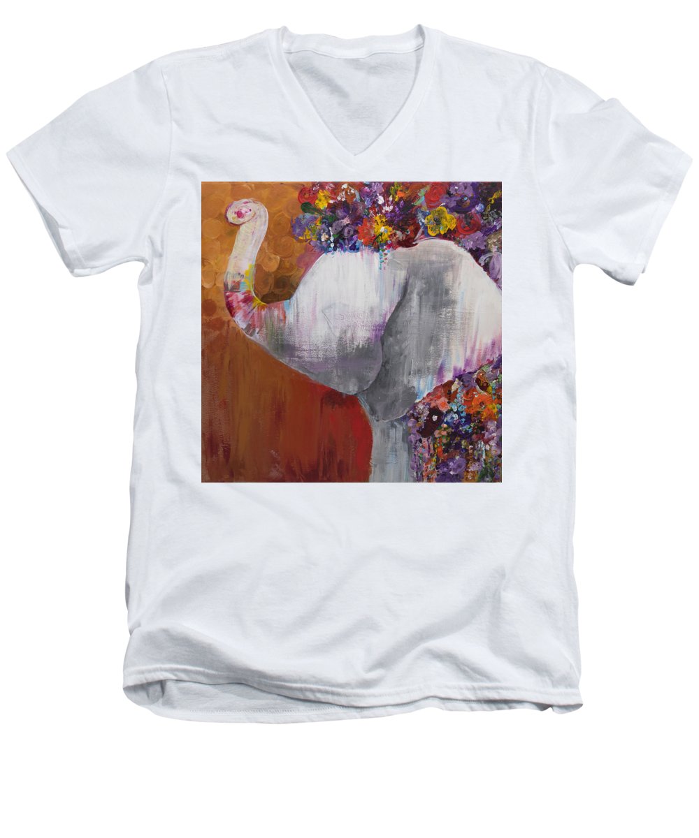 Flower Head - Elephant Collection - Men's V-Neck T-Shirt