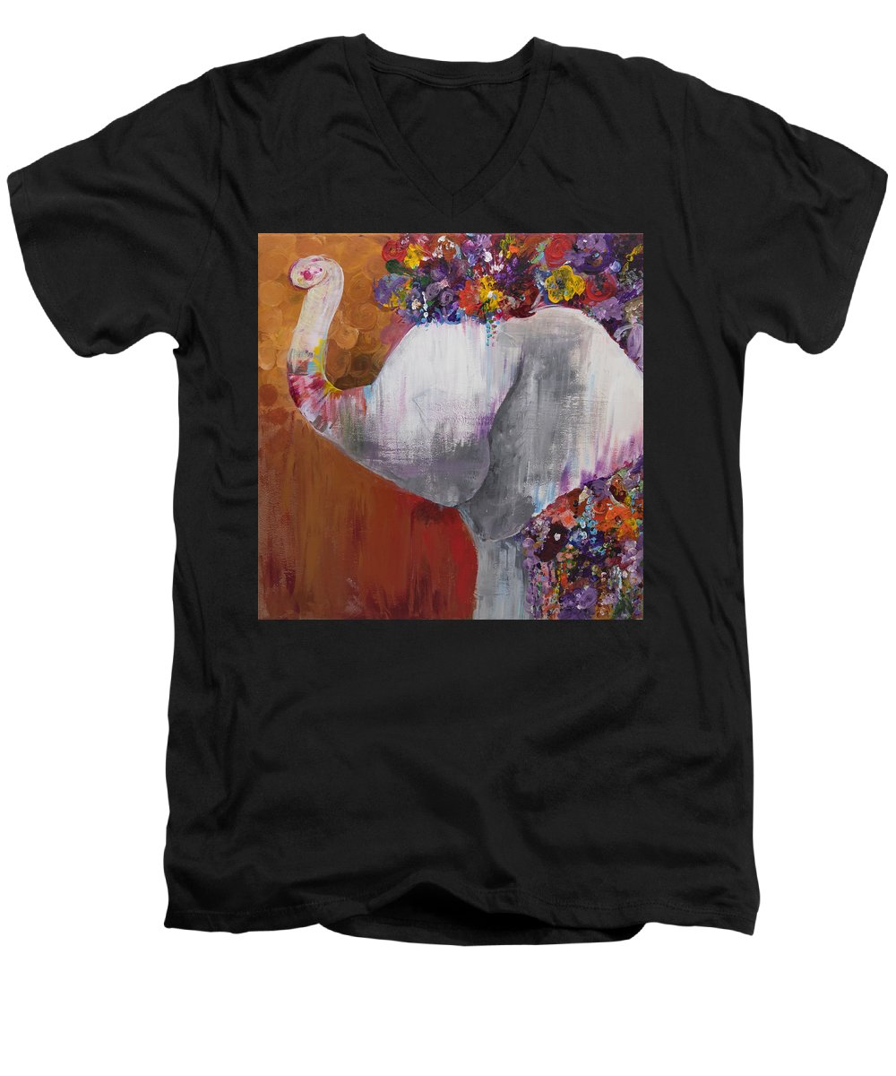 Flower Head - Elephant Collection - Men's V-Neck T-Shirt