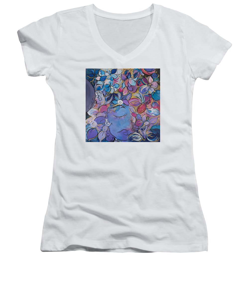 Hidden By Gold - Flower Head Collection - Women's V-Neck