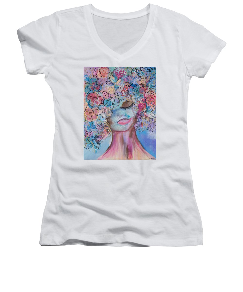 I'm Here - Flower Head Collection - Women's V-Neck