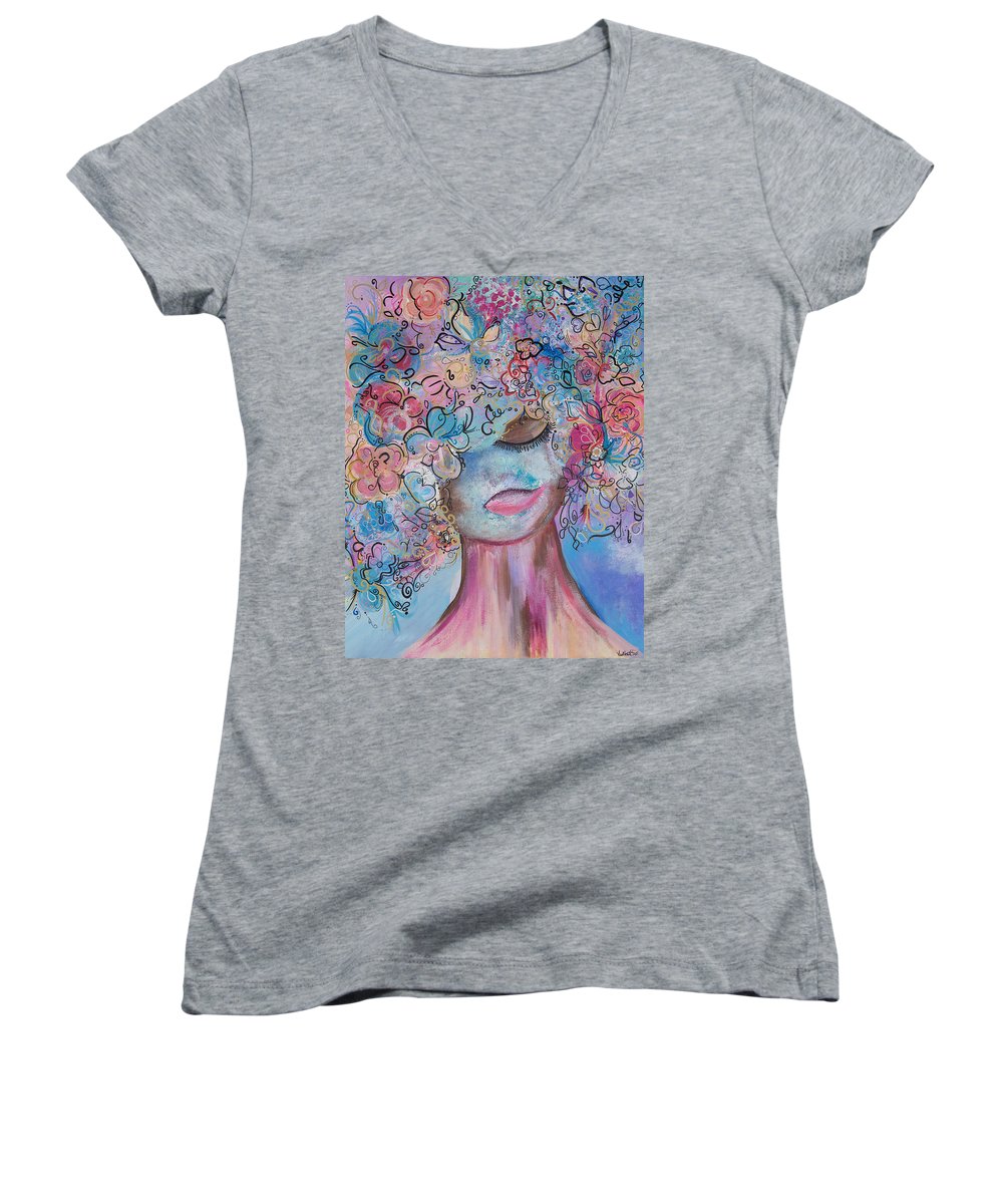 I'm Here - Flower Head Collection - Women's V-Neck