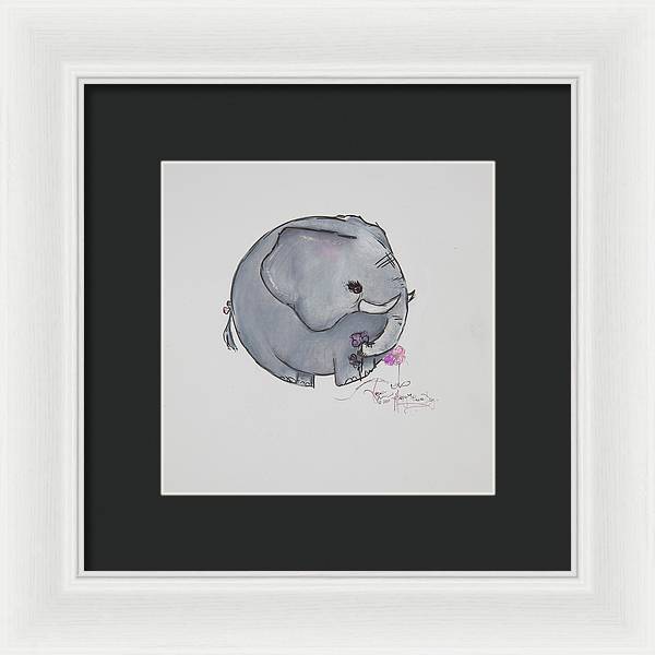 Round Calf - Elephant Collection  - Framed Print