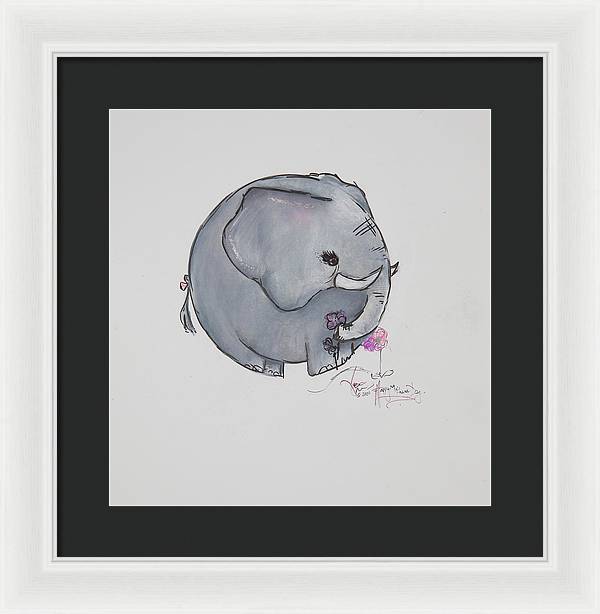 Round Calf - Elephant Collection  - Framed Print