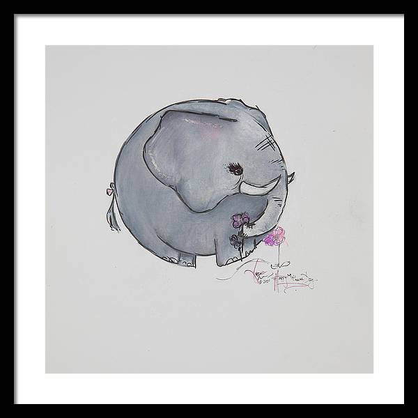 Round Calf - Elephant Collection  - Framed Print