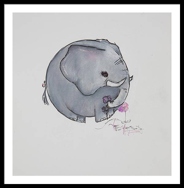 Round Calf - Elephant Collection  - Framed Print