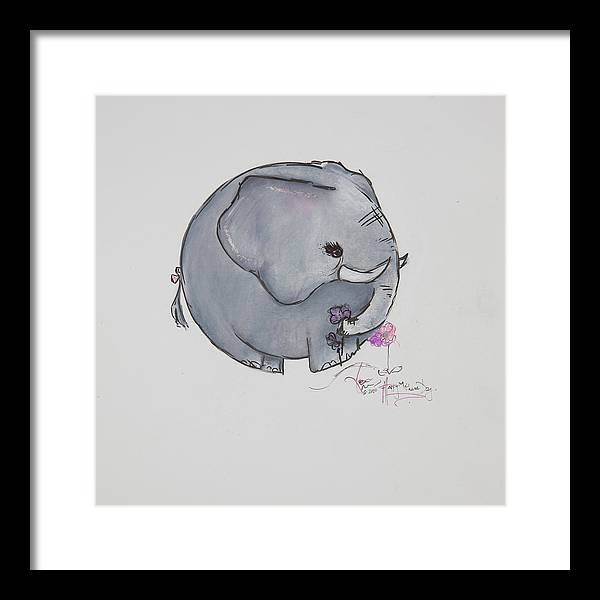 Round Calf - Elephant Collection  - Framed Print